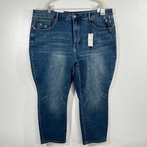 Judy Blue "Katy" High Waist Tummy Control Slim Jeans 24W Dark Wash Distressed